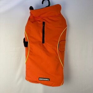 Eddie Bauer Dog Jacket Orange Reflective Fleece Lined Winter Coat Size Large